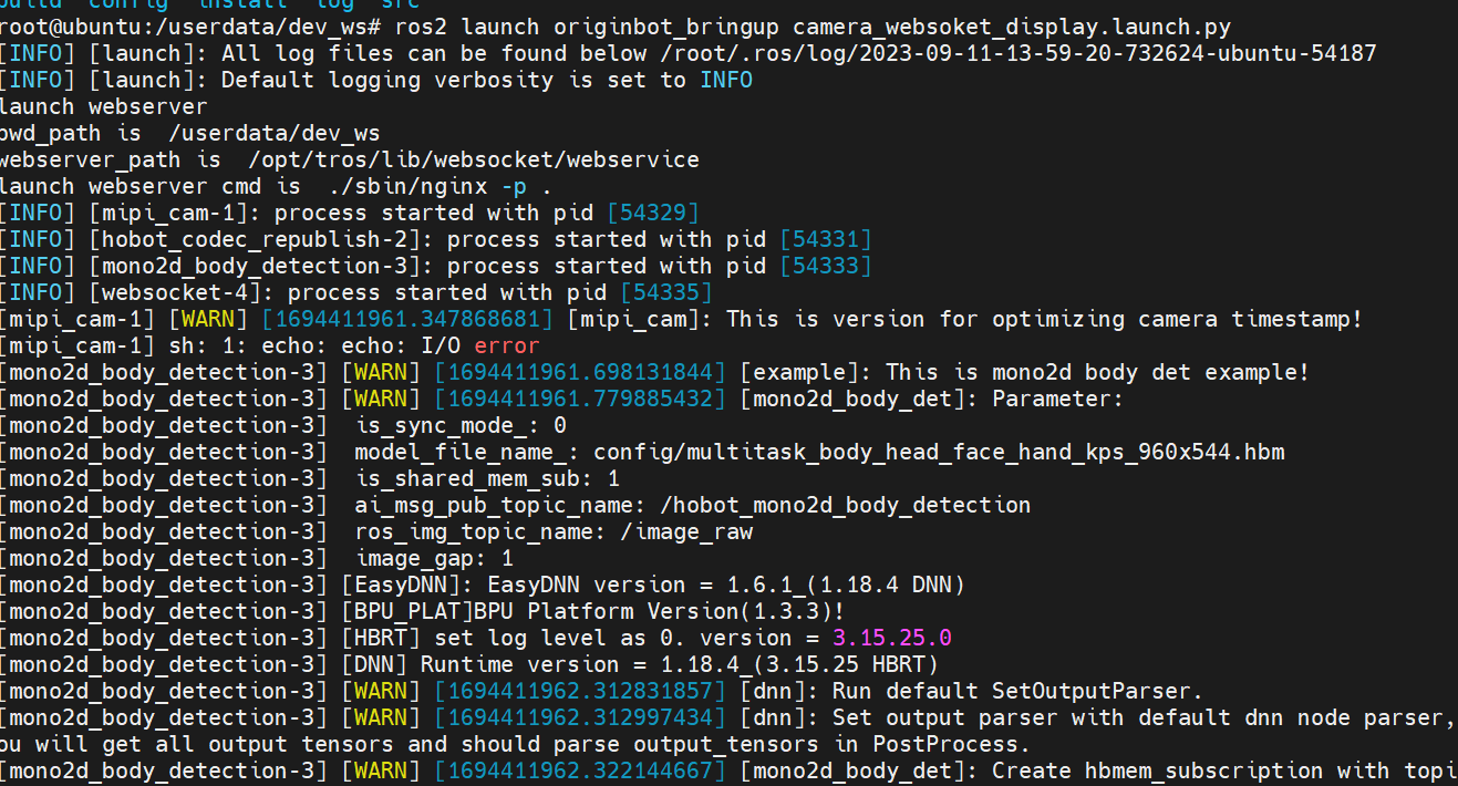 Launching the Camera Routine image-camera-websocket